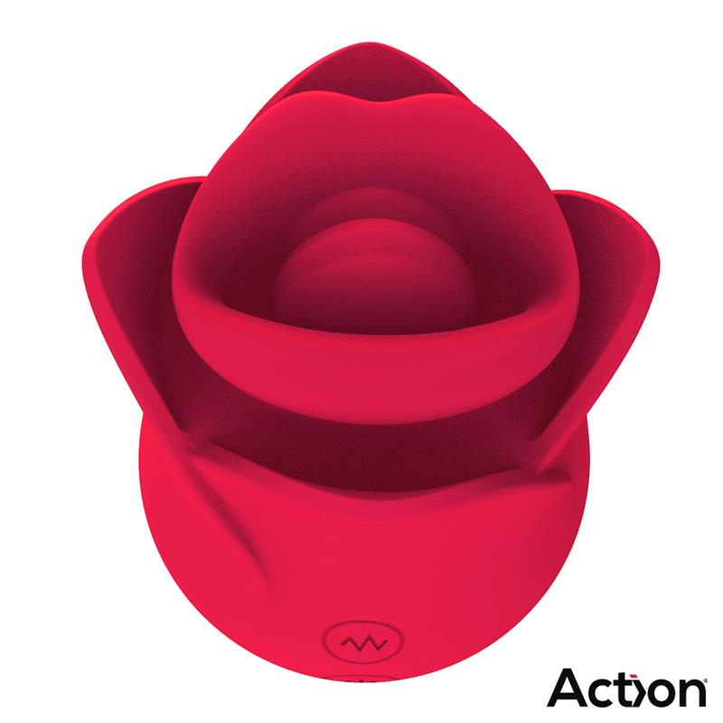 ACTION - MERYL VIBE STIMULATOR ROSE SHAPED WITH TONGUE 2 MOTORS