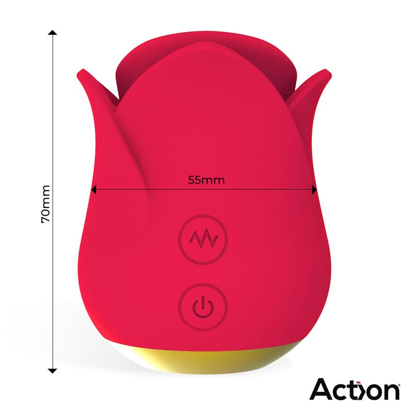 ACTION - MERYL VIBE STIMULATOR ROSE SHAPED WITH TONGUE 2 MOTORS