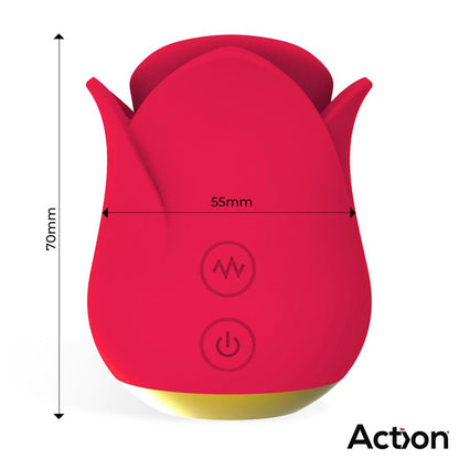 ACTION - MERYL VIBE STIMULATOR ROSE SHAPED WITH TONGUE 2 MOTORS