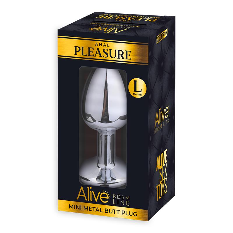 ALIVE - METAL ANAL PLUG WITH BLACK JEWEL SIZE L