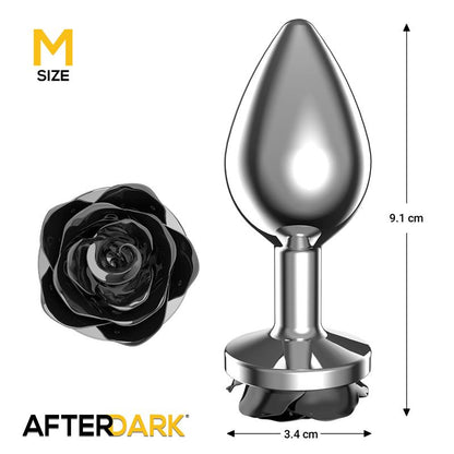 AFTERDARK - METAL ANAL PLUG WITH BLACK ROSE BASE SIZE M
