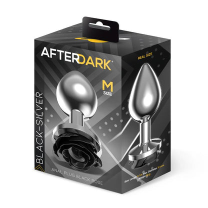 AFTERDARK - METAL ANAL PLUG WITH BLACK ROSE BASE SIZE M