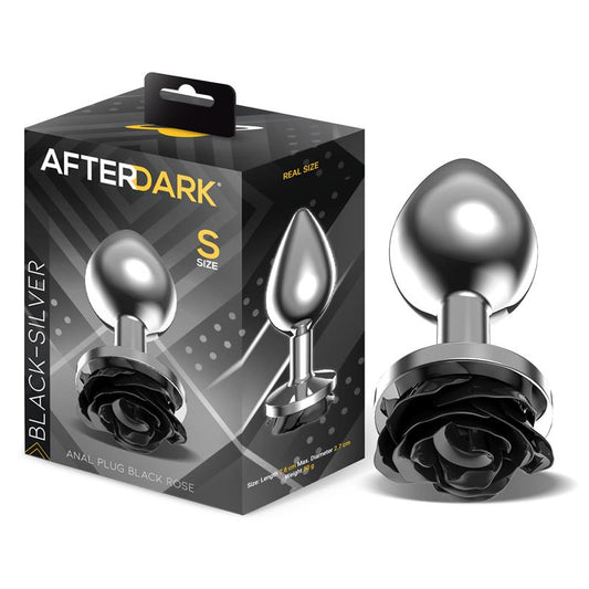 AFTERDARK - METAL ANAL PLUG WITH BLACK ROSE BASE SIZE S