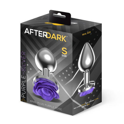 AFTERDARK - METAL ANAL PLUG WITH PURPLE ROSE BASE - SIZE S