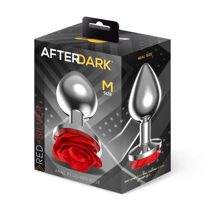 AFTERDARK - METAL ANAL PLUG WITH RED ROSE BASE - SIZE M