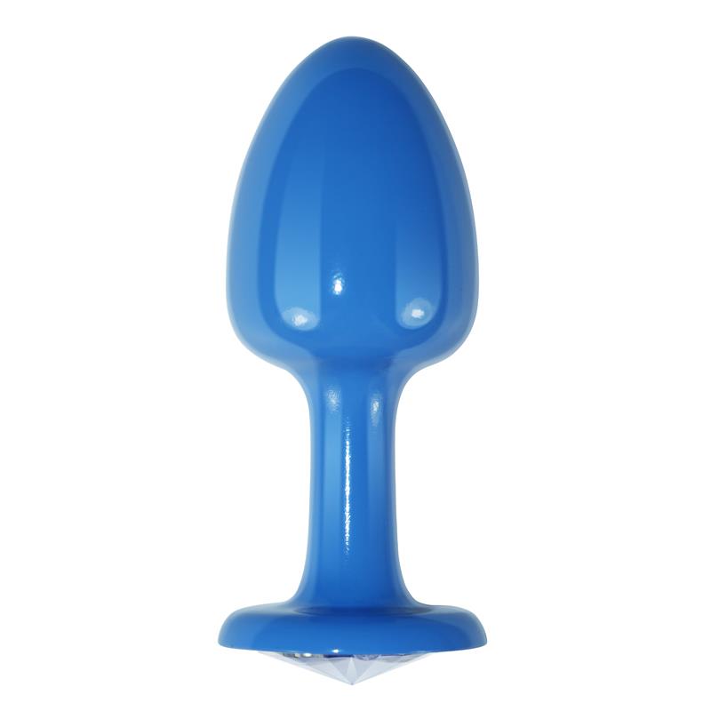 LOVETOY - METAL BUTT PLUG BLUE ROSEBUD WITH CLEAR JEWEL