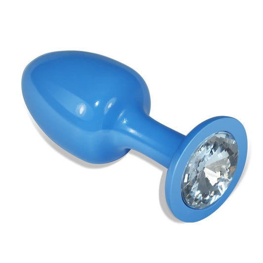 LOVETOY - METAL BUTT PLUG BLUE ROSEBUD WITH CLEAR JEWEL