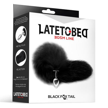LATETOBED BDSM LINE - METAL BUTT PLUG FOXY TAIL VELVET TOUCH 40 CM BLACK