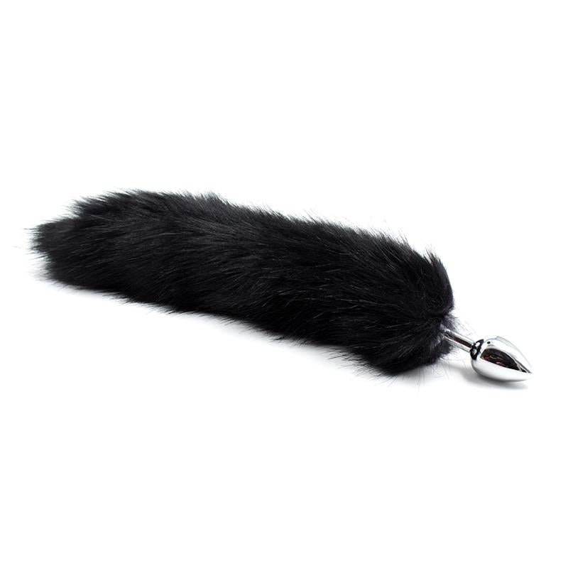 LATETOBED BDSM LINE - METAL BUTT PLUG FOXY TAIL VELVET TOUCH 40 CM BLACK