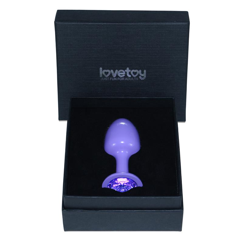 LOVETOY - METAL BUTT PLUG PURPLE ROSEBUD WITH BLUE JEWEL