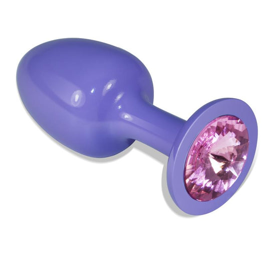 LOVETOY - METAL BUTT PLUG PURPLE ROSEBUD WITH PINK JEWEL