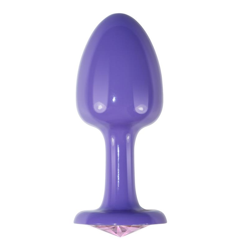 LOVETOY - TAPÓN ANAL DE METAL ROSA PÚRPURA CON GEMA ROSA