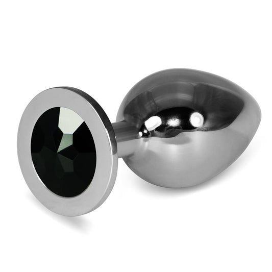 LOVETOY - METAL BUTT PLUG ROSEBUD CLASSIC WITH BLACK JEWEL SIZE L