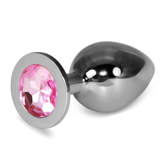 LOVETOY - METAL BUTT PLUG ROSEBUD CLASSIC WITH PINK JEWEL SIZE L