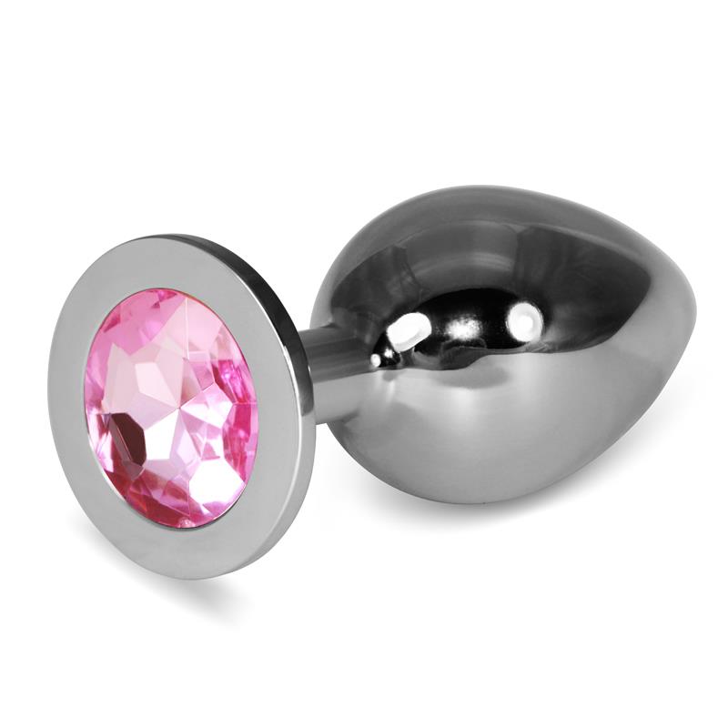 LOVETOY - METAL BUTT PLUG ROSEBUD CLASSIC WITH PINK JEWEL SIZE L