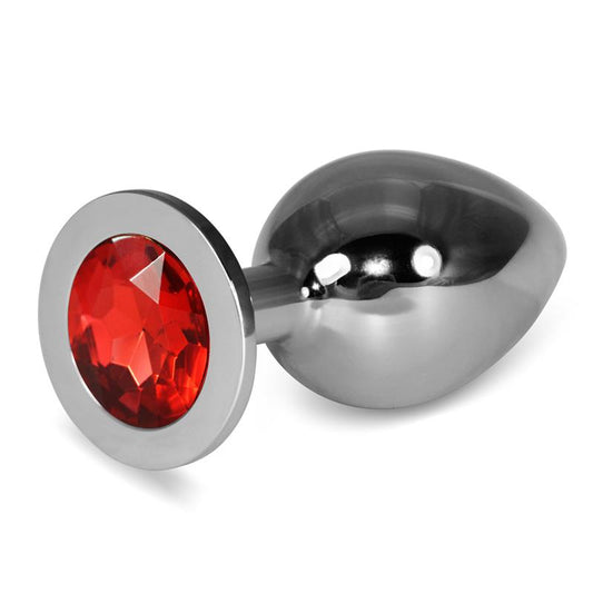 LOVETOY - METAL BUTT PLUG ROSEBUD CLASSIC WITH RED JEWEL SIZE L