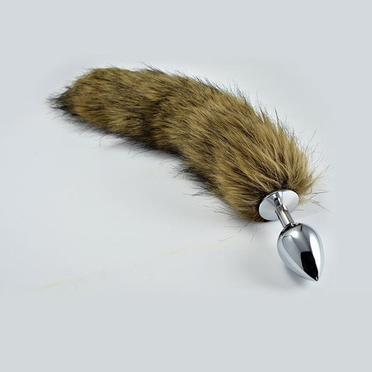 LOVETOY - METAL BUTT PLUG WITH BROWN FOX TAIL SIZE L