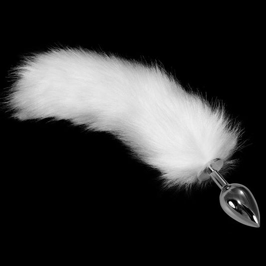 LOVETOY - METAL BUTT PLUG WITH WHITE FOX TAIL