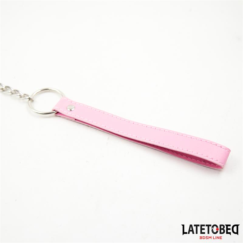 LATETOBED BDSM LINE - METAL CHAIN LEASH  PINK 65CM