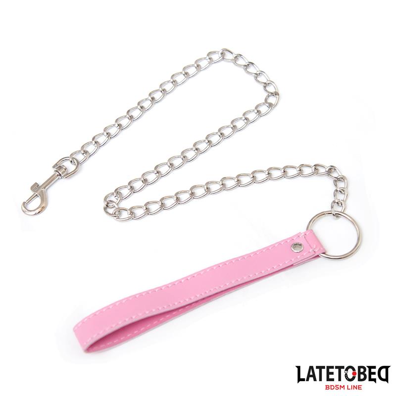 LATETOBED BDSM LINE - METAL CHAIN LEASH  PINK 65CM