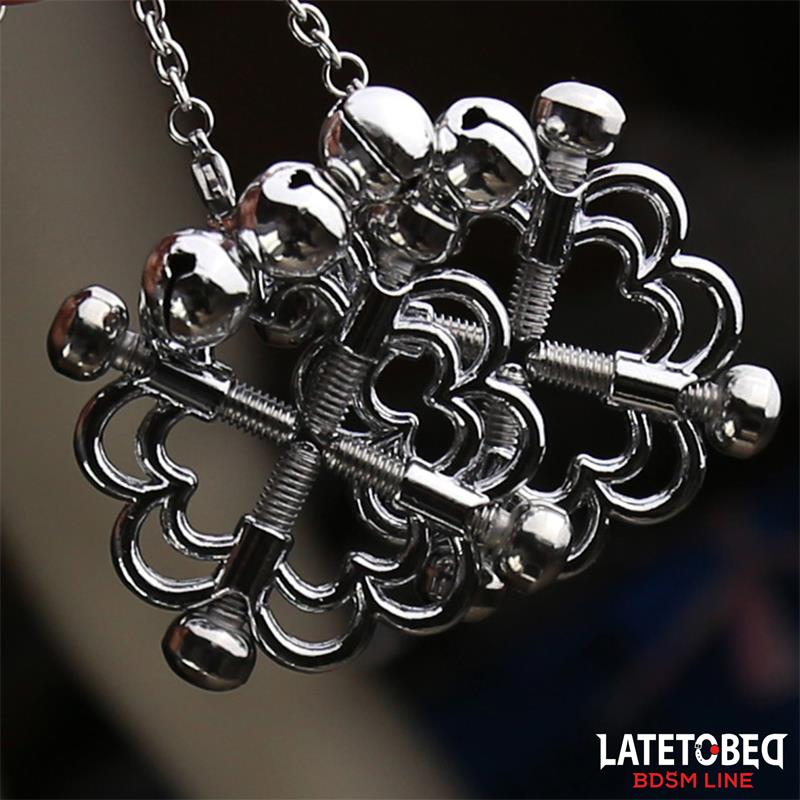 LATETOBED BDSM LINE - METAL FLOWER NIPPLE CLAMPS WITH CHAIN