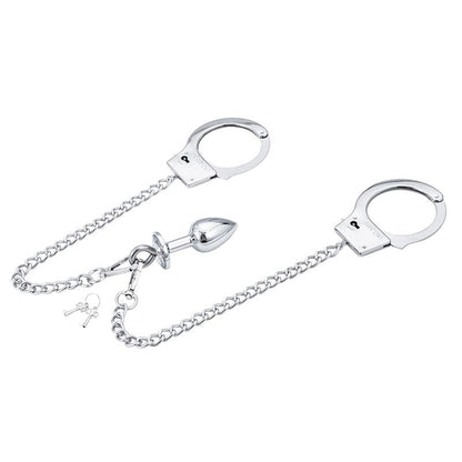 LATETOBED BDSM LINE - METAL HAND CUFFS WITH ANAL PLUG