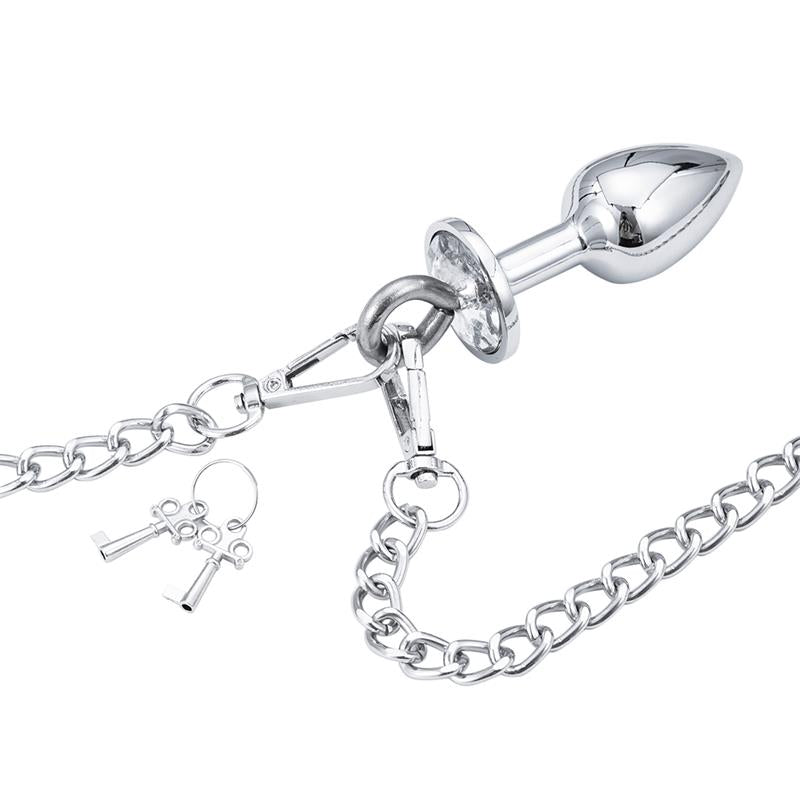 LATETOBED BDSM LINE - METAL HAND CUFFS WITH ANAL PLUG