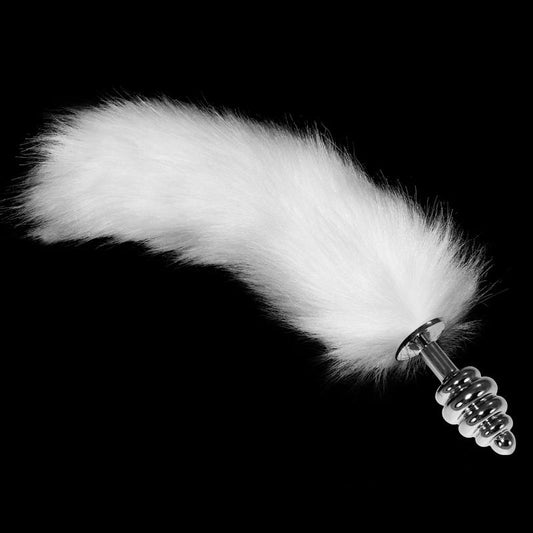 LOVETOY - METAL SPIRAL BUTT PLUG WITH WHITE FOX TAIL