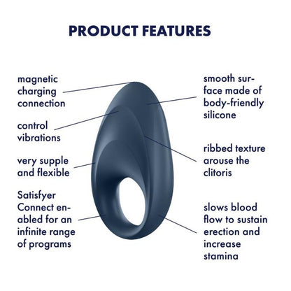 SATISFYER - MIGHTY ONE VIBRATING RING WITH APP BLUE