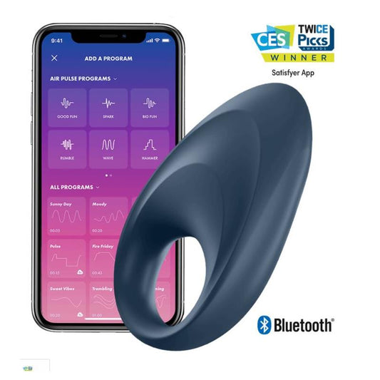 SATISFYER - MIGHTY ONE VIBRATING RING WITH APP BLUE