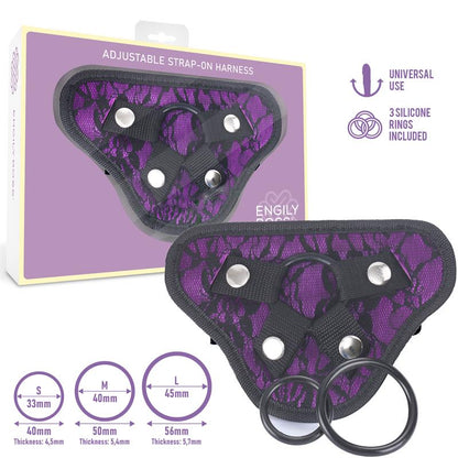 DILDOX BY ENGILY ROSS - MILEY UNIVERSAL ADJUSTABLE HARNESS WITH 3 SILICONE RINGS PURPLE