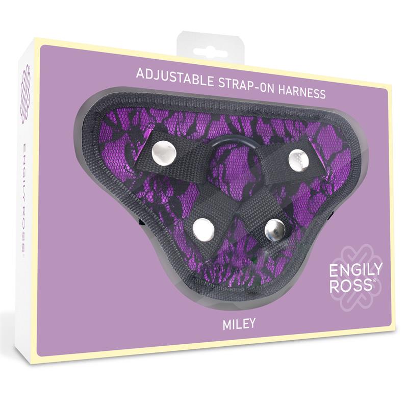 DILDOX BY ENGILY ROSS - MILEY UNIVERSAL ADJUSTABLE HARNESS WITH 3 SILICONE RINGS PURPLE