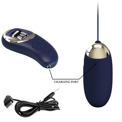 PRETTYLOVE - MINA VIBRATING EGG WITH DIGITAL SCREEM REMOTE CONTROL BLUE