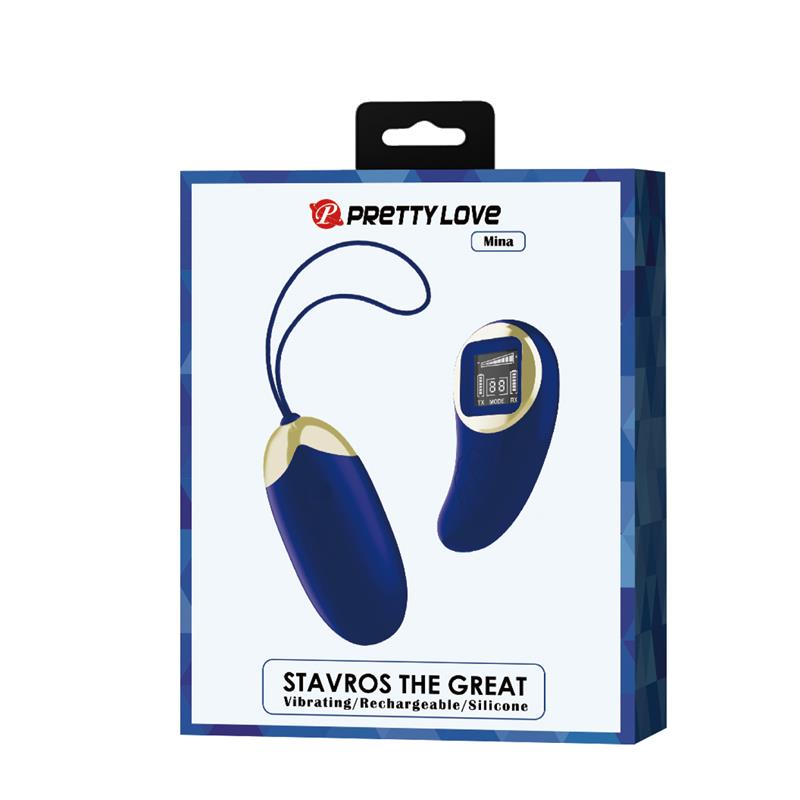PRETTYLOVE - MINA VIBRATING EGG WITH DIGITAL SCREEM REMOTE CONTROL BLUE