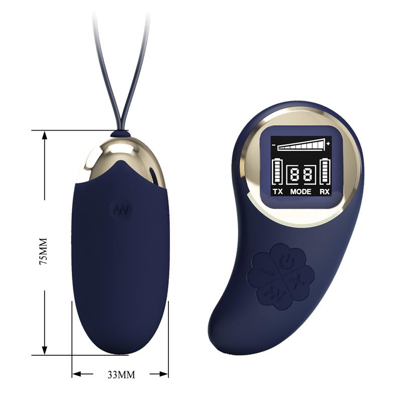 PRETTYLOVE - MINA VIBRATING EGG WITH DIGITAL SCREEM REMOTE CONTROL BLUE