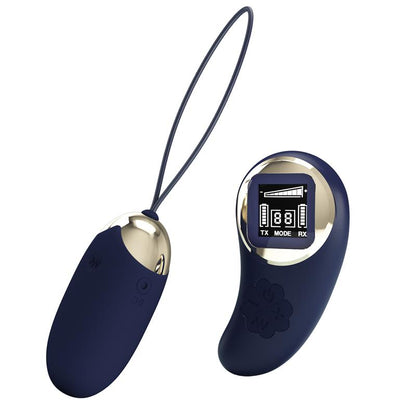PRETTYLOVE - MINA VIBRATING EGG WITH DIGITAL SCREEM REMOTE CONTROL BLUE