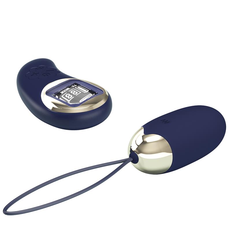 PRETTYLOVE - MINA VIBRATING EGG WITH DIGITAL SCREEM REMOTE CONTROL BLUE