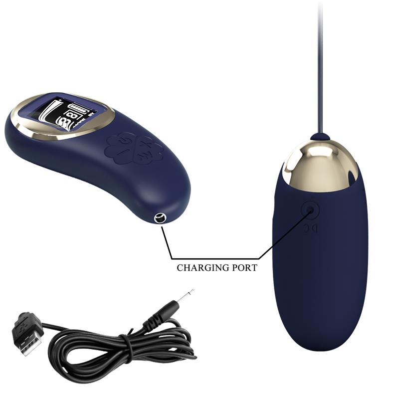 PRETTYLOVE - MINA VIBRATING EGG WITH DIGITAL SCREEM REMOTE CONTROL BLUE