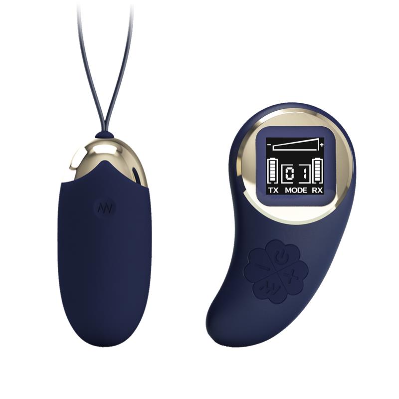 PRETTYLOVE - MINA VIBRATING EGG WITH DIGITAL SCREEM REMOTE CONTROL BLUE