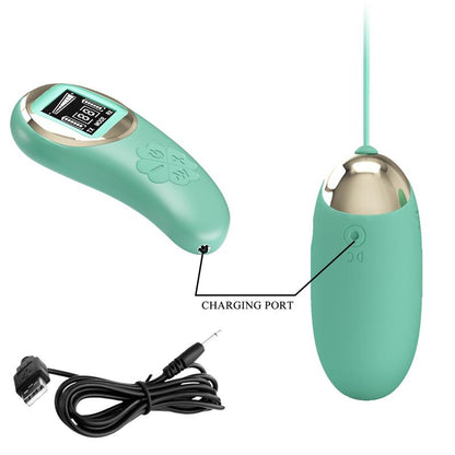 PRETTYLOVE - MINA VIBRATING EGG WITH DIGITAL SCREEN REMOTE CONTROL GREEN
