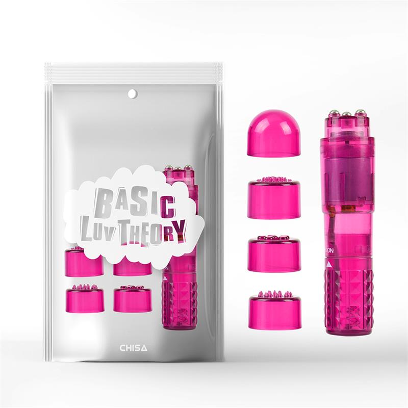 CHISA - MINI MASSAGER WITH 3 HEADS PINK