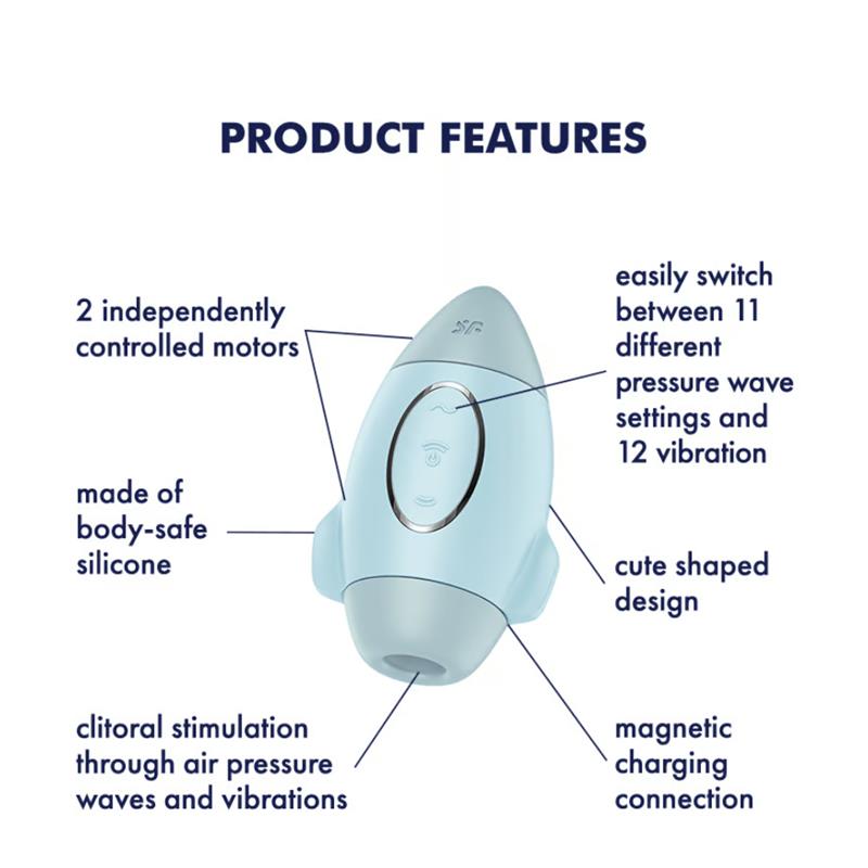 SATISFYER - MISSION CONTROL CLIT SUCKER AND VIBE BLUE