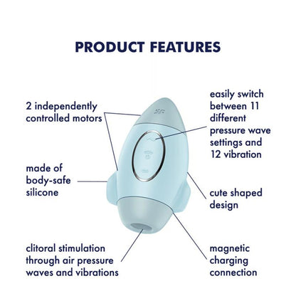 SATISFYER - MISSION CONTROL CLIT SUCKER AND VIBE BLUE