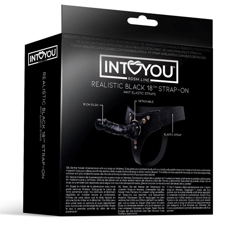 INTOYOU BDSM LINE - MISTRESS ELASTIC STRAP-ON SILICONE DILDO 18 CM BLACK