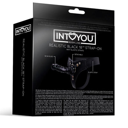INTOYOU BDSM LINE - MISTRESS ELASTIC STRAP-ON SILICONE DILDO 18 CM BLACK