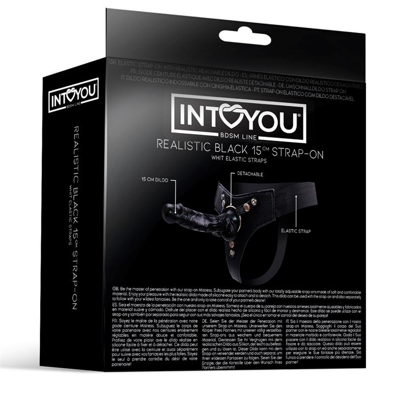 INTOYOU BDSM LINE - MISTRESS ELASTIC STRAP-ON WITH SILICONE DILDO 15 CM BLACK