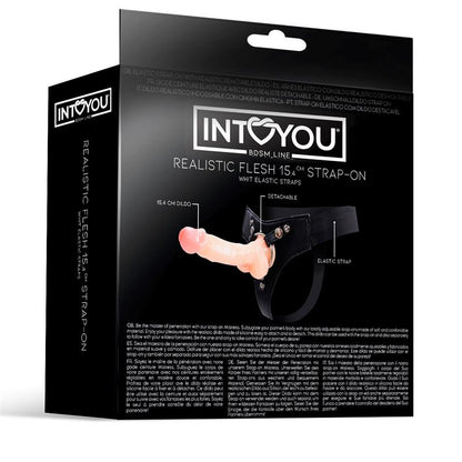 INTOYOU BDSM LINE - MISTRESS ELASTIC STRAP-ON WITH SILICONE DILDO 15.4 CM FLESH