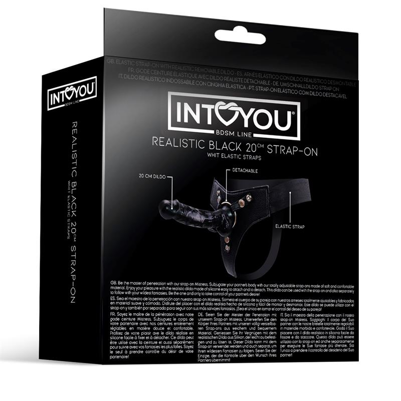 INTOYOU BDSM LINE - MISTRESS ELASTIC STRAP-ON WITH SILICONE DILDO 20 CM BLACK