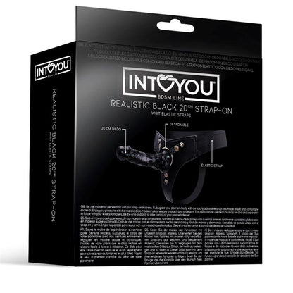 INTOYOU BDSM LINE - MISTRESS ELASTIC STRAP-ON WITH SILICONE DILDO 20 CM BLACK