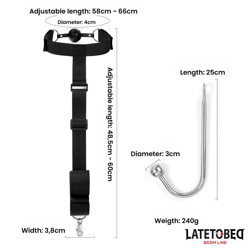 LATETOBED BDSM LINE - MOUTH GAG WITH CUFF AND ANAL HOOK